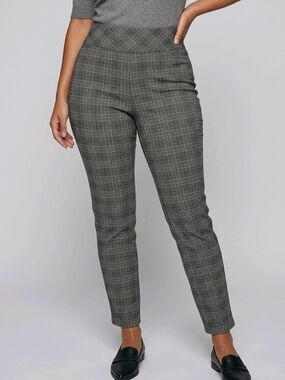 Jenna Rose Gray/Red Plaid Slim Ankle Pants